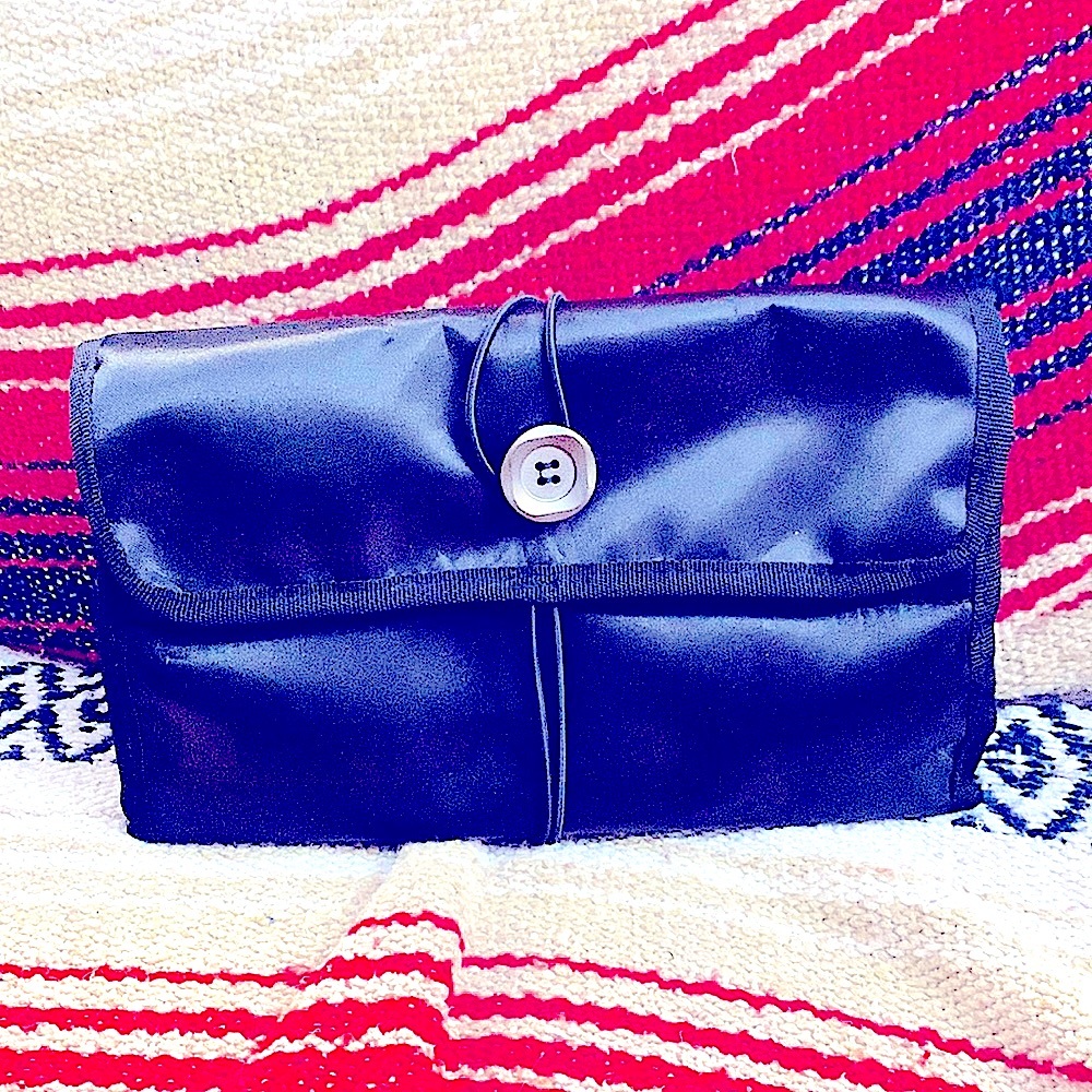 🆕Black Foldable Travel Storage Bag w/4 Zipper Compartments & Button Closure